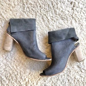 Free People Peep Toe Leather Booties Gray Display